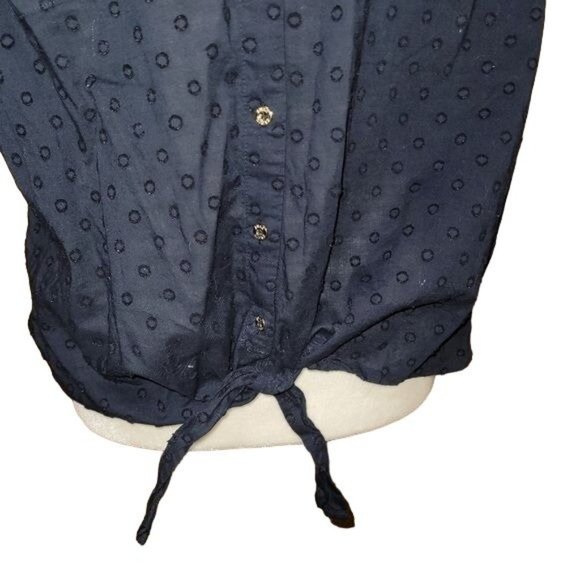 Anne Klein Women's Size XL Navy Blue Woven Sleeveless Blouse Button Up Collar - Picture 3 of 8